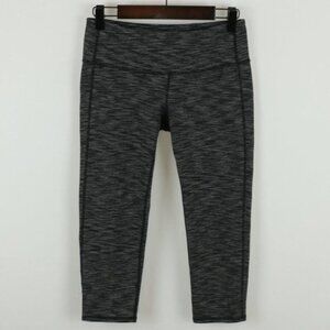Athleta Energy Chaturanga Women's Small Black Gray Space Dye Crop Leggings
